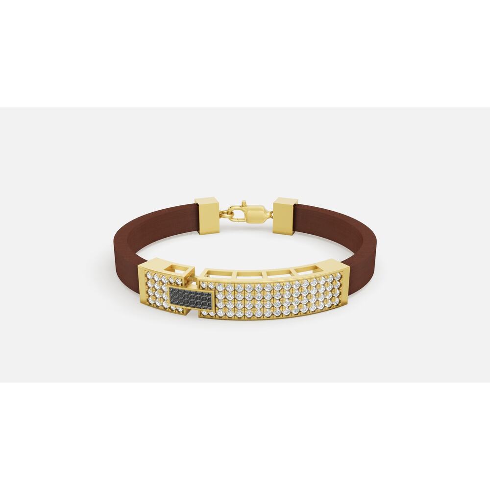 1.77 ctw Diamond Rubber Bracelet Yellow Gold Men's Bracelet